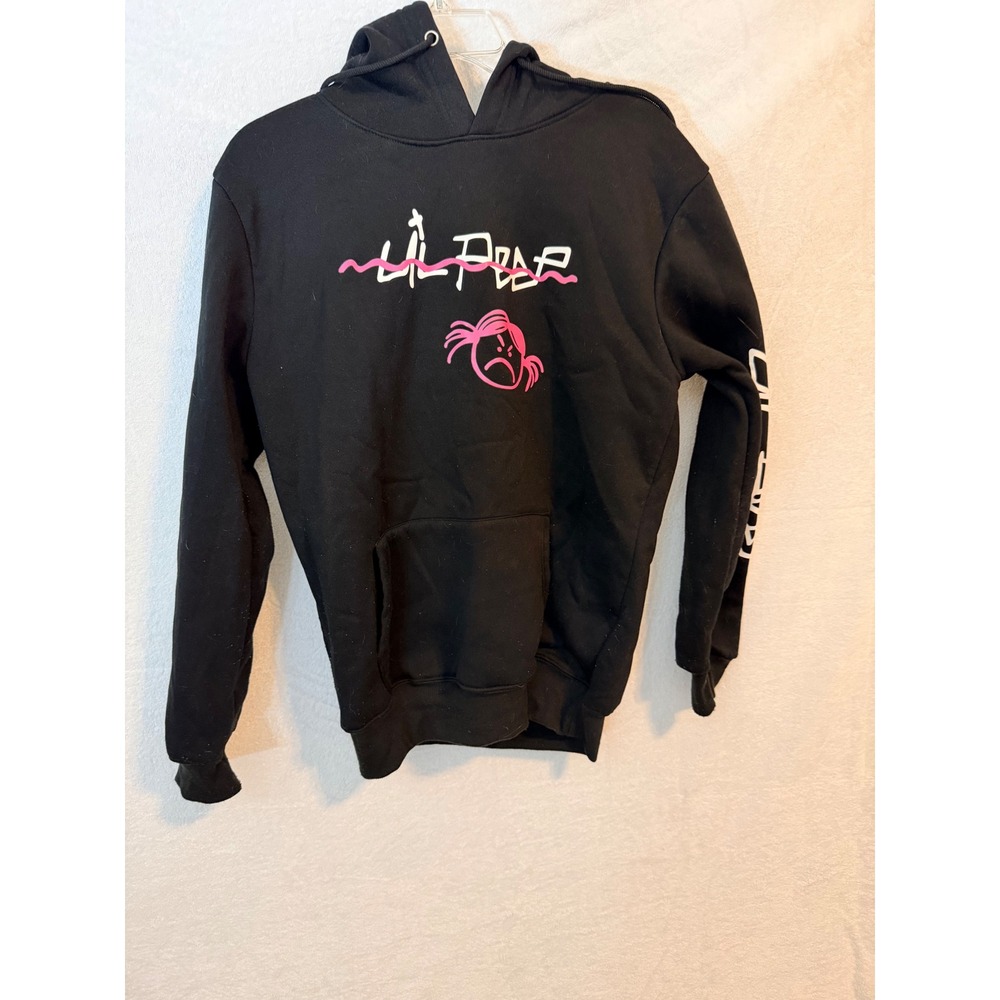 Lil Peep Black Graphic Hoodie Pink Sad Girl Logo Pullover Sweatshirt Small